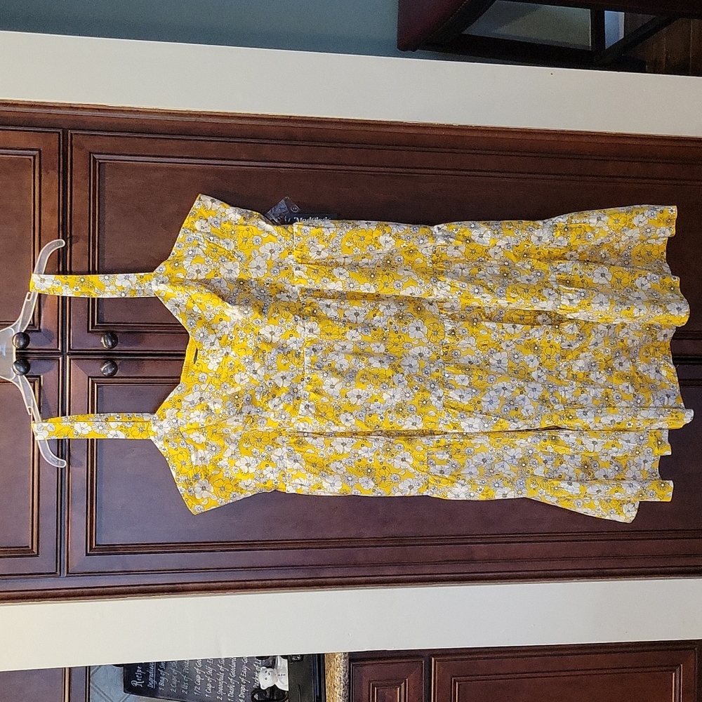 ModCloth Yellow Floral Tiered Midi Dress